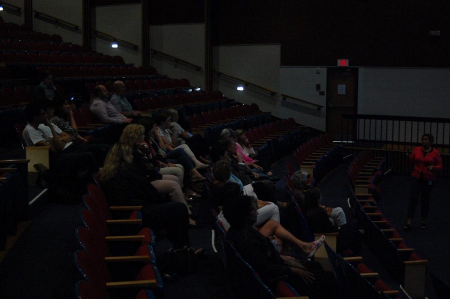 Parents pay close attention to the Caron Foundation presentation in the D.H.H. Lengel auditorium. The presentation focused on the dangers of substance abuse. “It was nice to see a variety of people from the community attend,  Tiffany Hummel, high school principal, said.