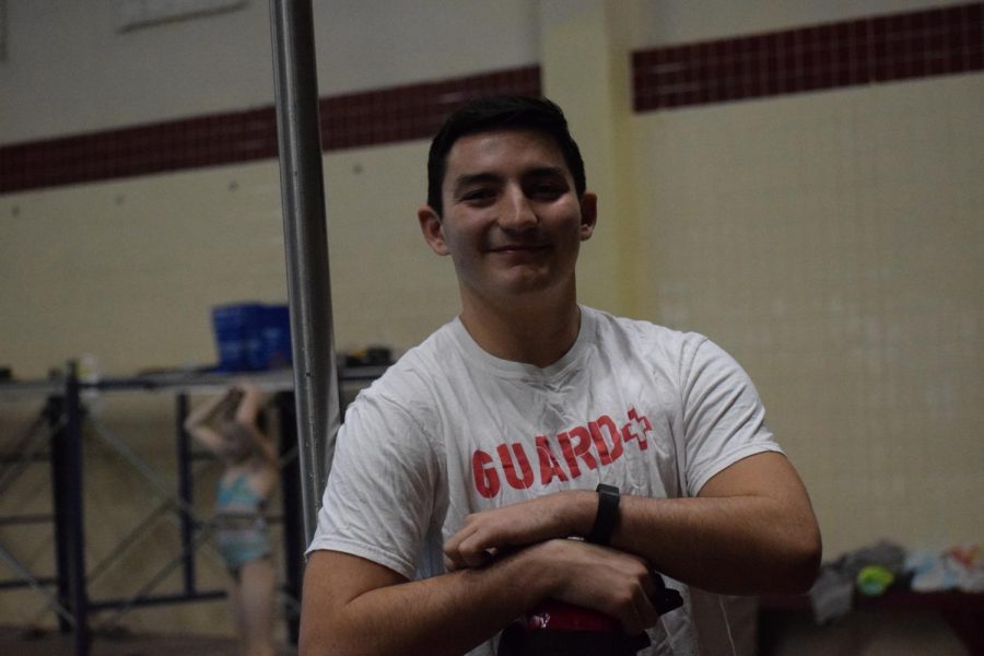 Senior Corey Holobetz lifeguards the swimming and diving activity. When asked why he decided to help lifeguard, he said, “I guess it’s just nice to help out the staff whenever you can, because they do a lot for the students here.” 
