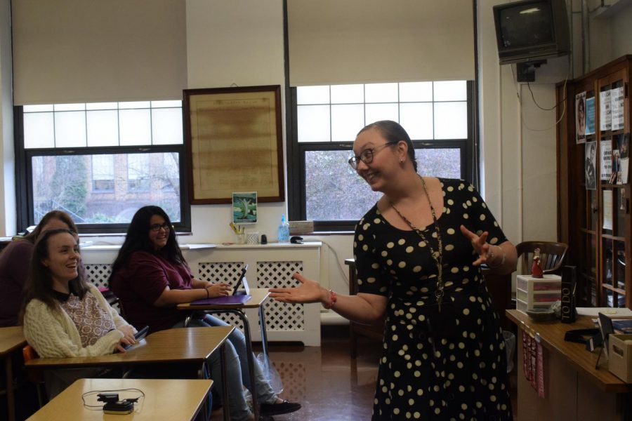 Mrs. Kayla Watt, Government teacher, teaches her class. Mrs. Watt teaches Economics, American Government and AP Government. “Political socialization is absolutely a thing, meaning that parents do have an affect on their child’s political beliefs, Mrs. Watt said. 