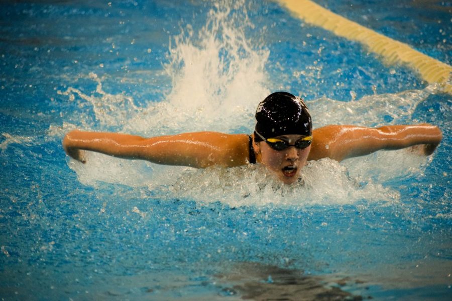 Freshman Taleah Ruben swims the 100 butterfly during the Schuylkill League Championship.