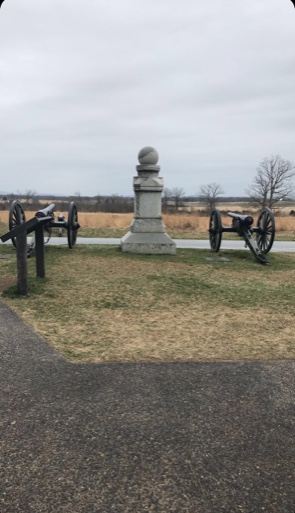 Two cannons and a monument face toward the Gettysburg Battle Field. Freshman Tanya Johnson said, “I enjoyed the Gettysburg trip a lot. I liked the bus tour and seeing all the monuments. My favorite was the buffet.” 