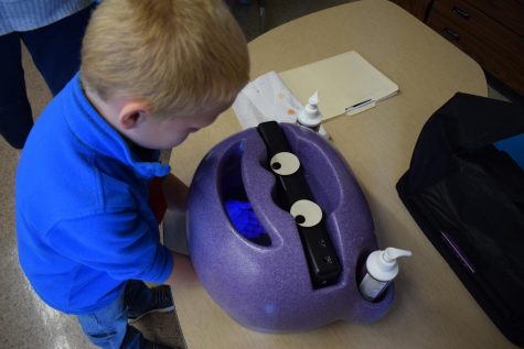 Photo by Leilani Lespiegle
While washing their hands, the kindergarten students were reminded to wash hard to reach places like the backs of their hands and underneath their fingernails. Mrs. Mary McGinley, kindergarten teacher, said
