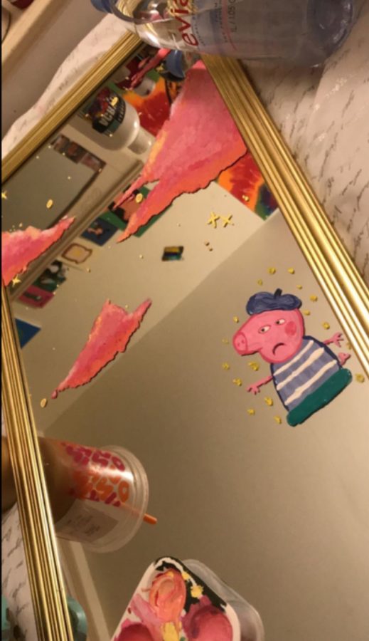 The+BBC+show+Peppa+Pig+is+watched+by+a+wide+age+range+of+viewers.+Peppa+Pig+influenced+student+art+in+many+different+mediums+too.+Senior+Tristen+Clews+said%2C+%E2%80%9CThis+year+at+band+camp+we+used+chalk+to+draw+out+spots+and+everyone+kept+drawing+Peppa+Pig.%E2%80%9D+%0A