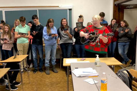 Mrs. Koneschusky’s class carols for study hall