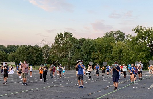 PAHS band practices their pregame show while socially distancing. Junior Crystal Mease says, “ The safety procedures may be weird and it’s a very big change but it’s what we have to do to keep us safe.”