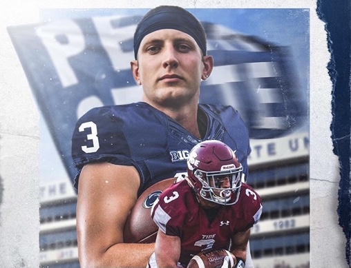 In the picture above, Bobby Walchak is seen in a Penn State and Pottsville uniform. Bobby’s family believes that he’ll do great the upcoming football season for Penn State. “I am ecstatic over Bobby being offered to play football for what I believe is one of the top college football teams in the country. It shows that hard work pays off. I believe Bobby will represent his family and Pottsville well. We are proud beyond words. I think Bobby has a gift to play football, I have seen it at a young age and how he developed over time confirms my belief in his talent. Bobby will continue to work hard, and it will only be a matter of time until the coaches at PSU will reward his hard work with an opportunity to get on the field and do what he does, which is making game changing plays,” said Bobby’s father, Bob Walchak.
