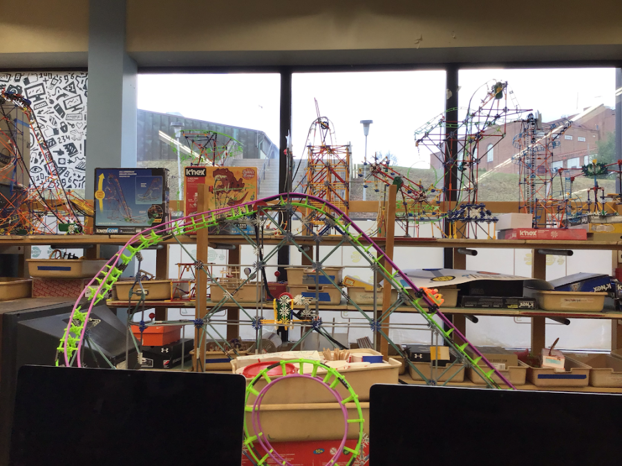 CREATE+-+Tide-Tek+provides+a+variety+of+STEM+opportunities+for+Lengel+students.+Pictured+here+are+KNex+roller+coasters+built+by+students.