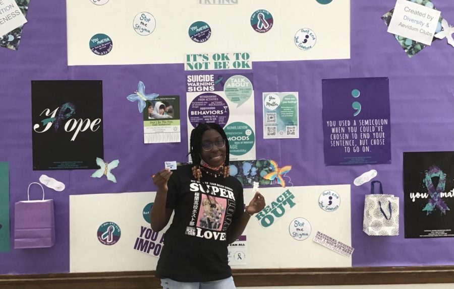 Diversity club teamed up with Aevidum Members and created a board dedicated to sucide awareness month. Junior Madison Eroh says, “ The stickers and affirmations are so uplifting and could easily put a smile on someone’s face.”