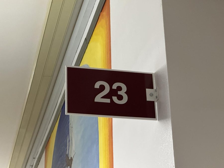 Signs were installed outside of each room for safety. In the case of any emergency or drill these room numbers allow you to see where each class room is located.