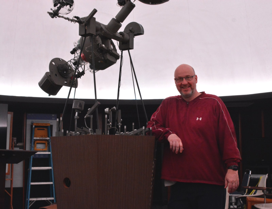 Above, Mr. Adrian Portland stands next to the old equipment that has been in use since it was installed in 1966. PAHS is 1 of the four schools in Pennsylvania that have their own planetarium, and observatory.