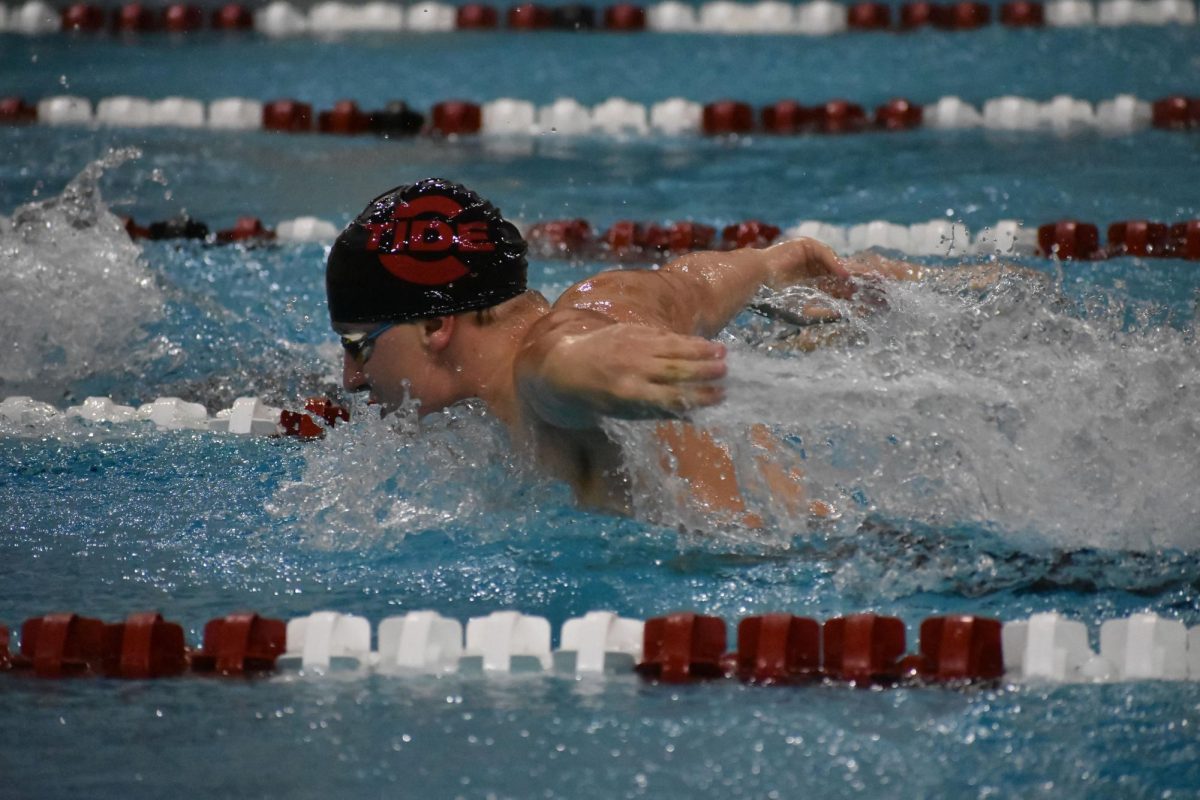 “Doing the 100 fly is not my favorite by all means, but I still suck it up and end up doing it; I’ve been swimming since I was like 8 and I am only now really getting the timing and technique down now; that should tell you how difficult it can be.” said senior, Hunter Chescavage