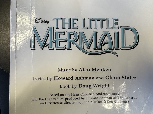 The script and vocal book for The Little Mermaid is pictured above. “Before we’re off book, this is the most helpful for practicing the songs I’m in,” said Connor McGowan. 