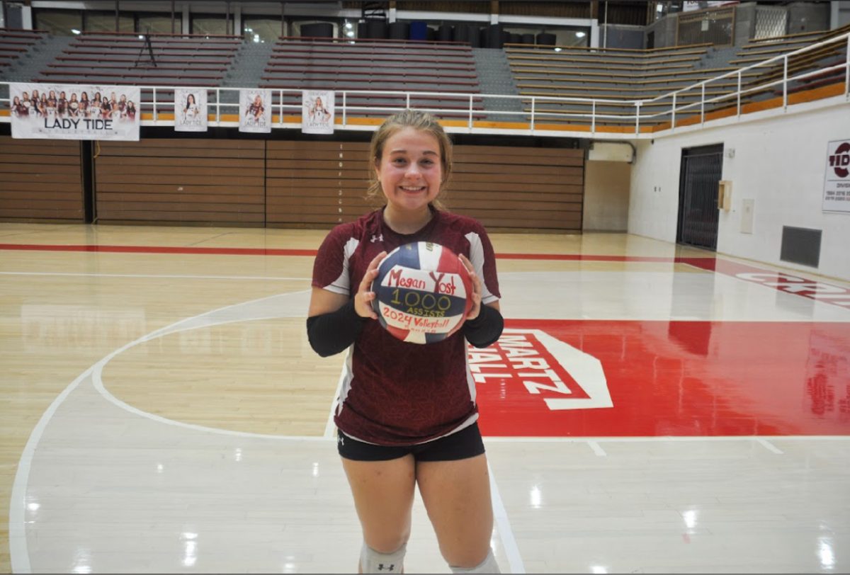 Sophomore Megan Yost achieves her milestone in volleyball. She has a lot of volleyball opportunities in her future because of achieving this so early in her career.
