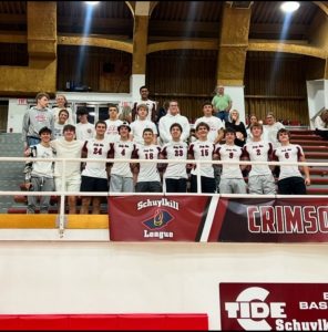 Pottsville's student section cheering on lady tide volleyball during Senior Night. The volleyball team won 3-0.
