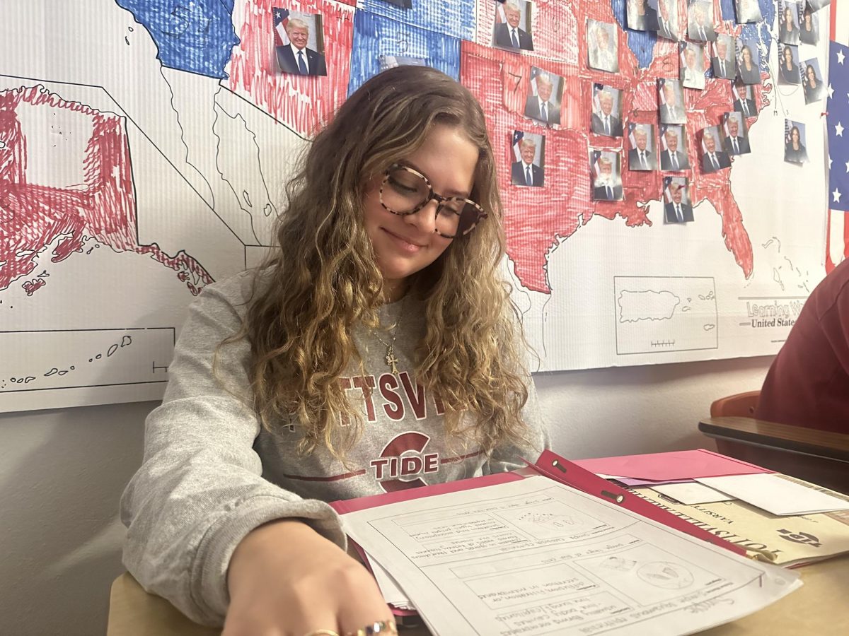 Senior Julie Szeliga is working on her government research paper and feels stressed out. “I feel like there’s so much weighing on me as a senior, and the thing that is most weighing on her is school work. I am just so burnt out with everything I have to do,” she said. 
