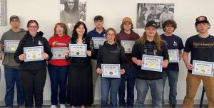 Featured on the far right is Devyn Hemerly, he is holding a certificate for “Student of the Month” for his amazing performance in heating and plumbing. Hemerly was a student during the first semester, “I can’t wait to go back next year,” he said. 
