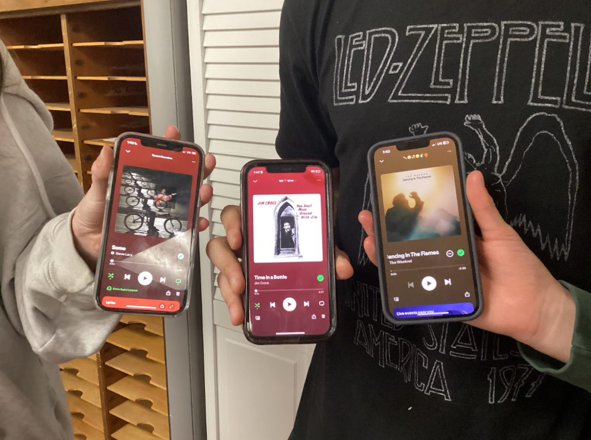 PAHS preference varied so much throughout social groups and clubs. The sports all were similar while clubs were different. Emma Sophy (10), Keeshaun King (11), and Gianna LaSelva (10), showing their most listened to or liked song.
