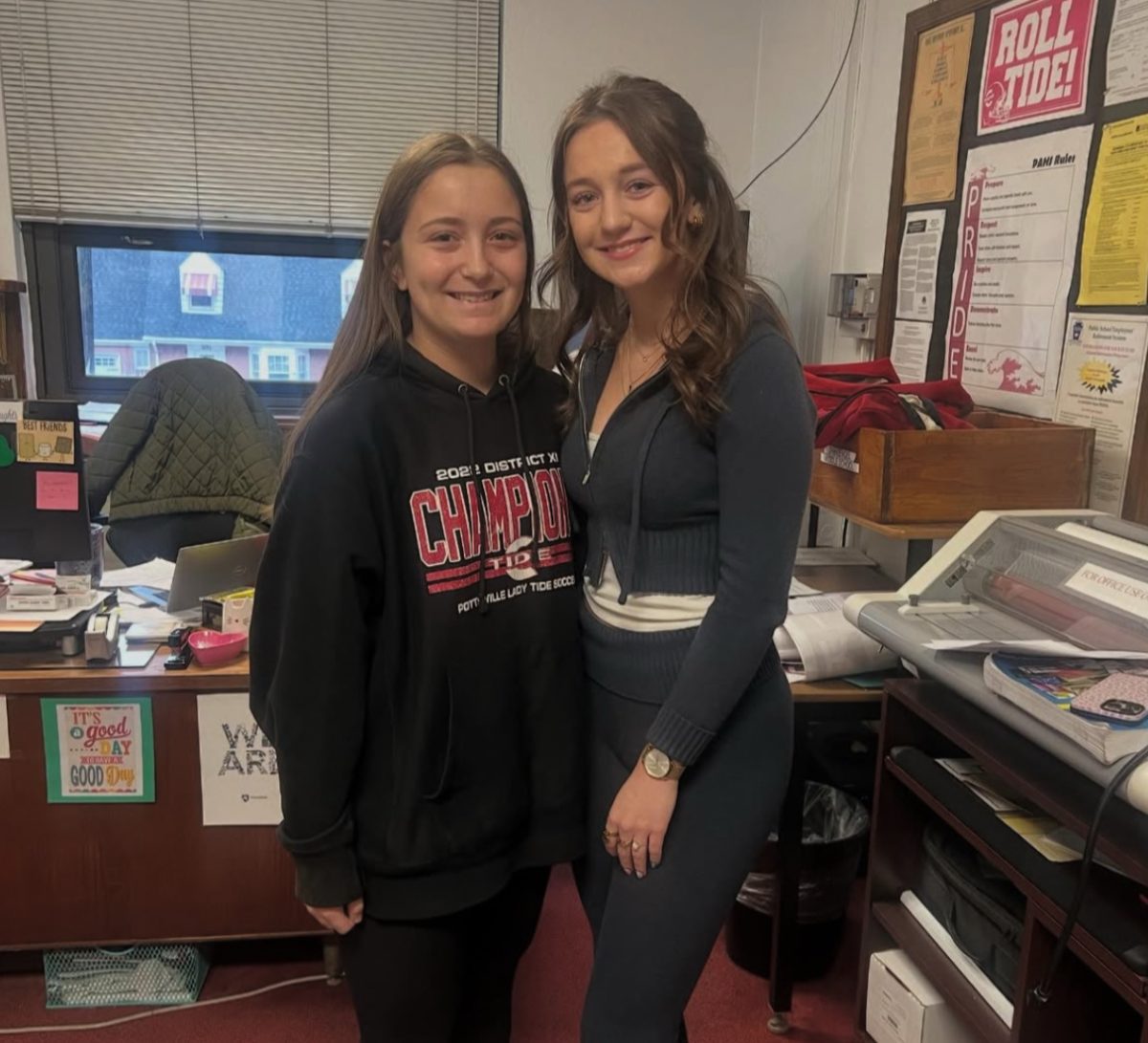 Hadley Snyder and Lauren Kelly recited the National Anthem in Spanish over the announcements during Foreign Language Week.
